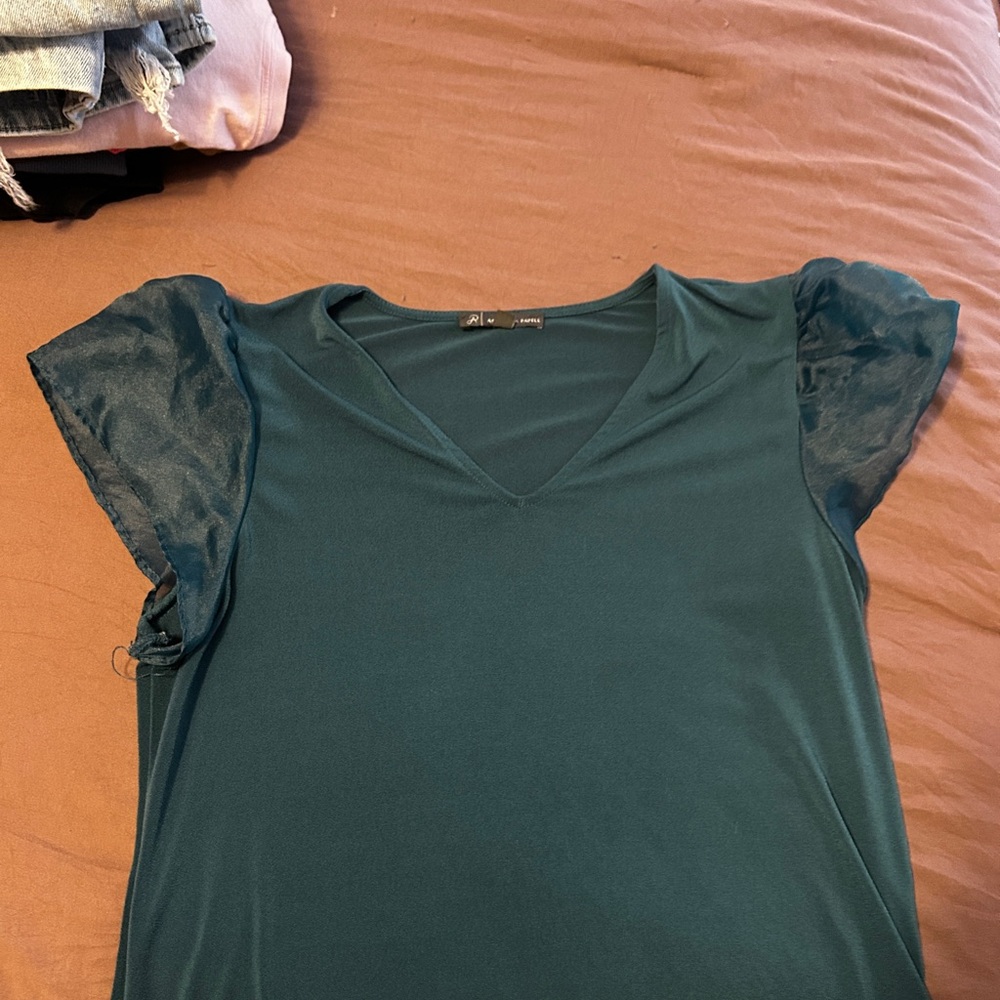 Elegant Teal V-Neck Women's Top